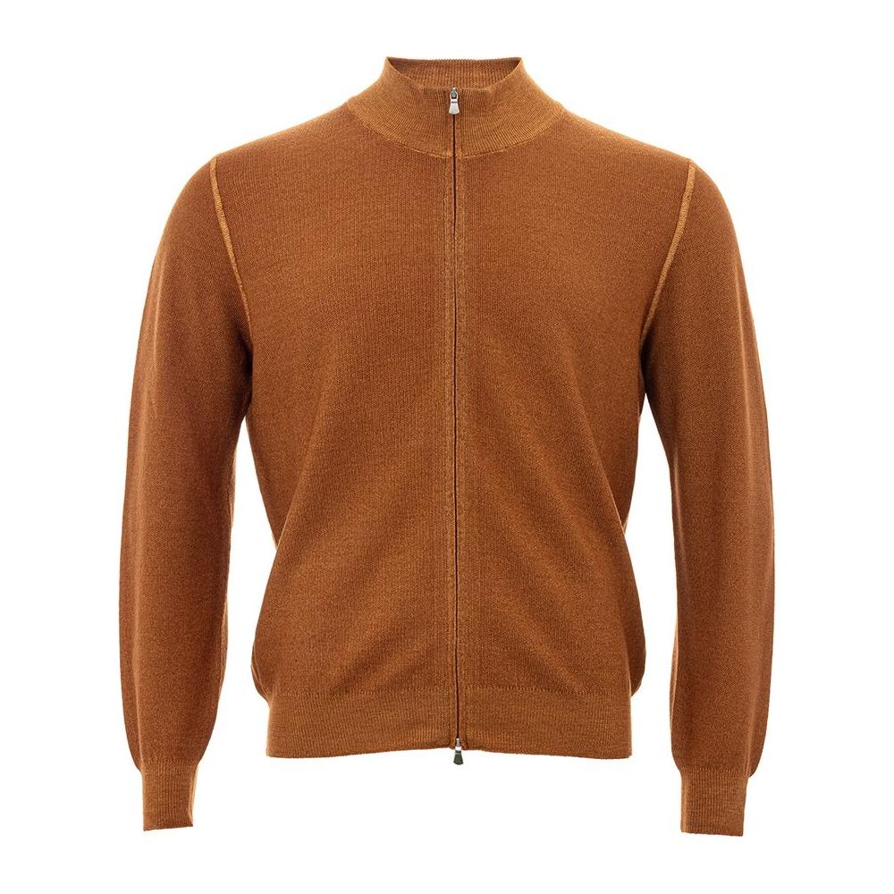 Chic Orange Wool Cardigan for Men