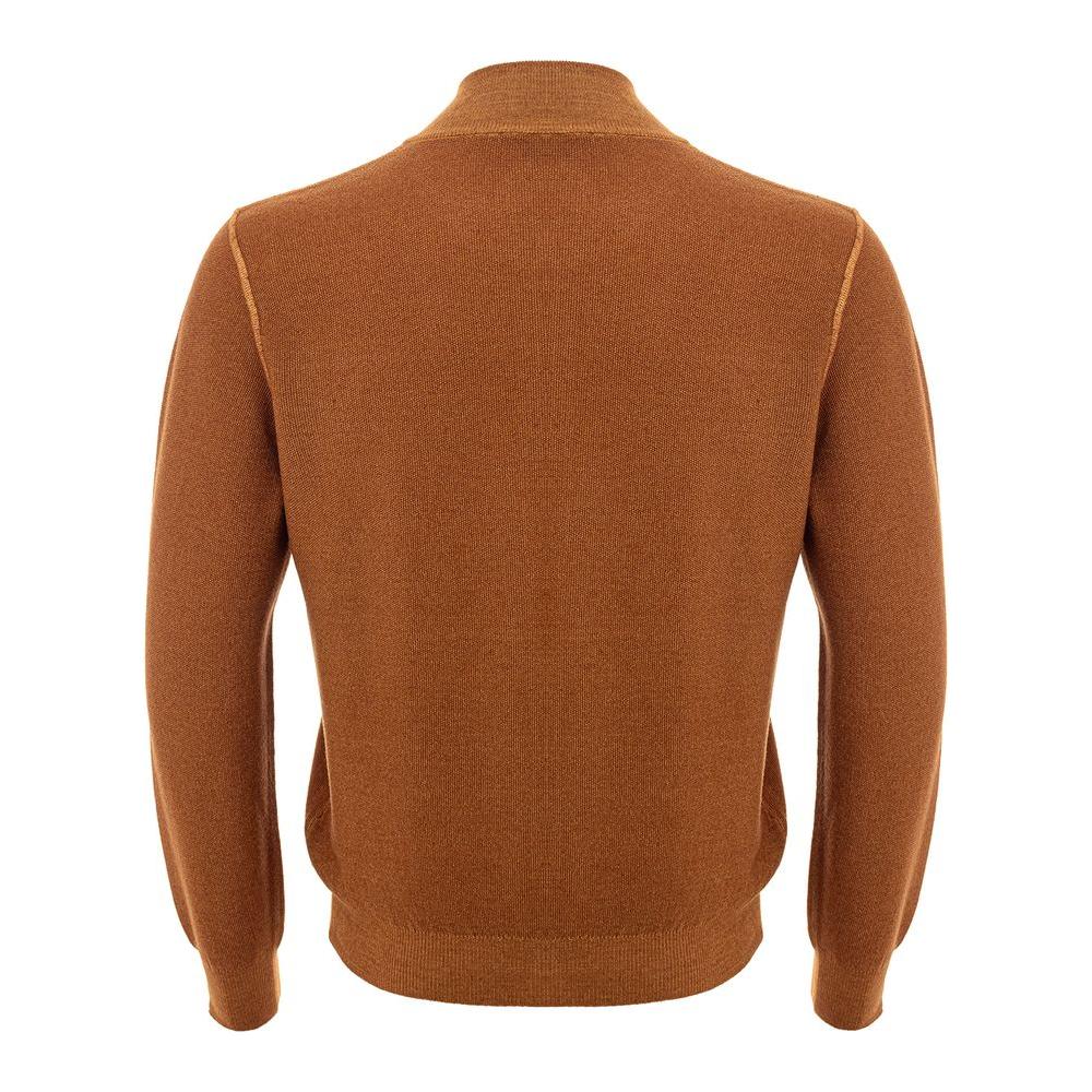 Chic Orange Wool Cardigan for Men