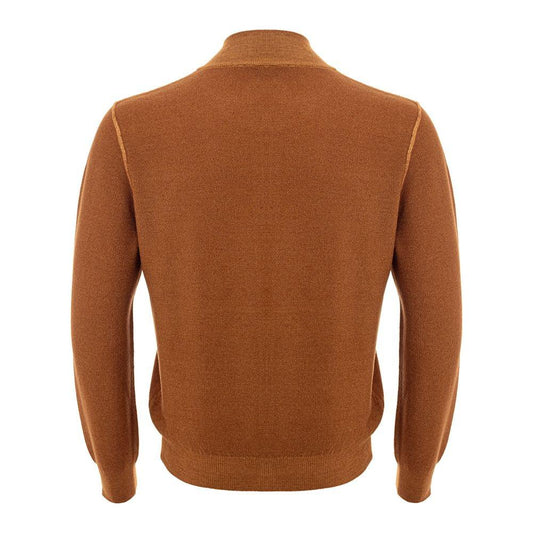 Chic Orange Wool Cardigan for Men