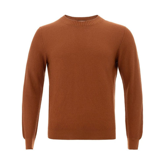 Gran Sasso Elegant Cotton Crewneck Sweater in Rich Brown Gran Sasso