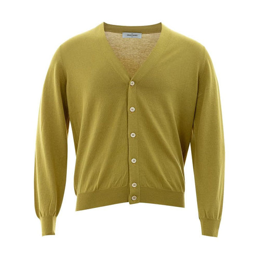 Italian Wool Cardigan in Vibrant Yellow