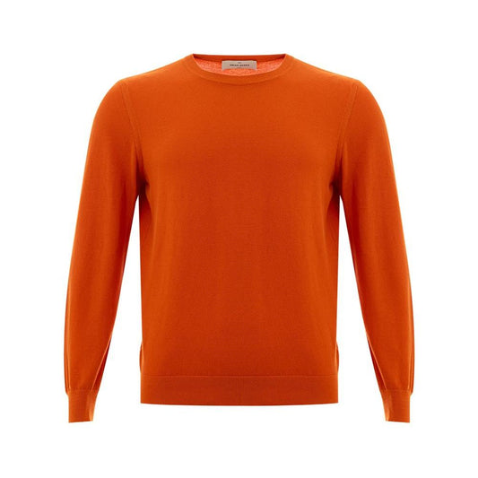 Classic Orange Cotton Sweater for Elegant Men