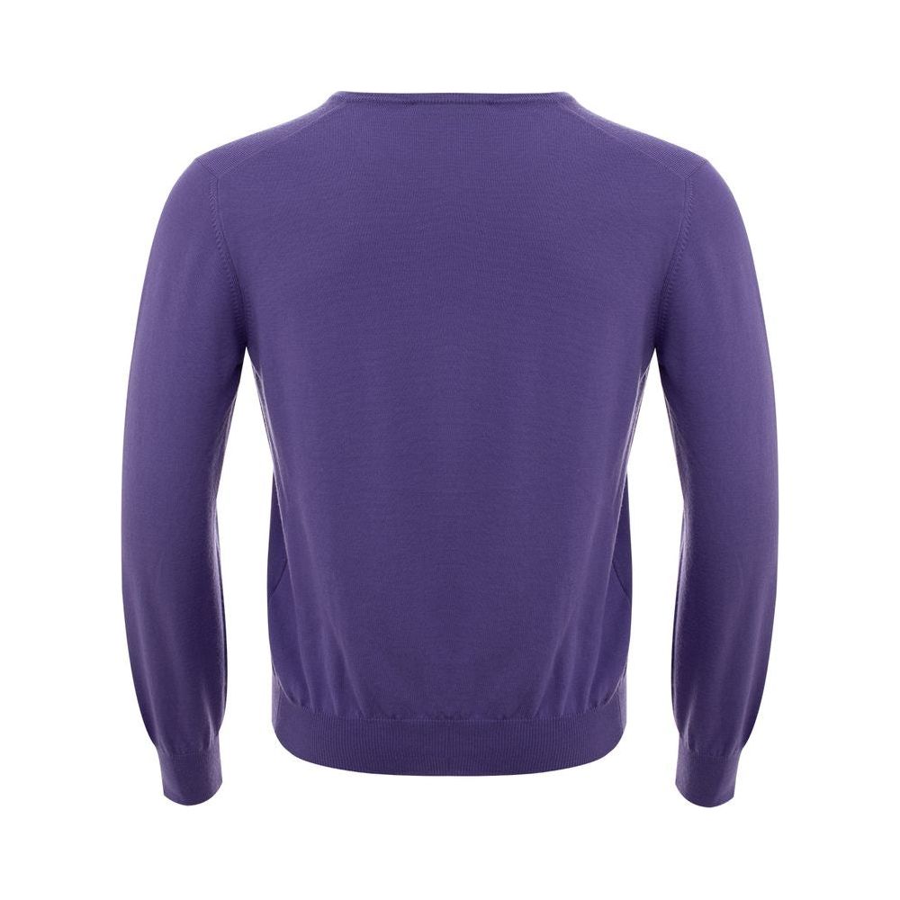 Elegant Purple Wool Sweater for Discerning Men