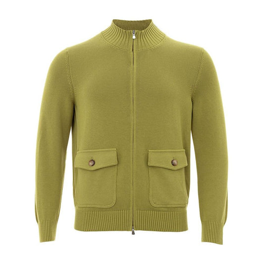 Elegant Green Cotton Cardigan for Men