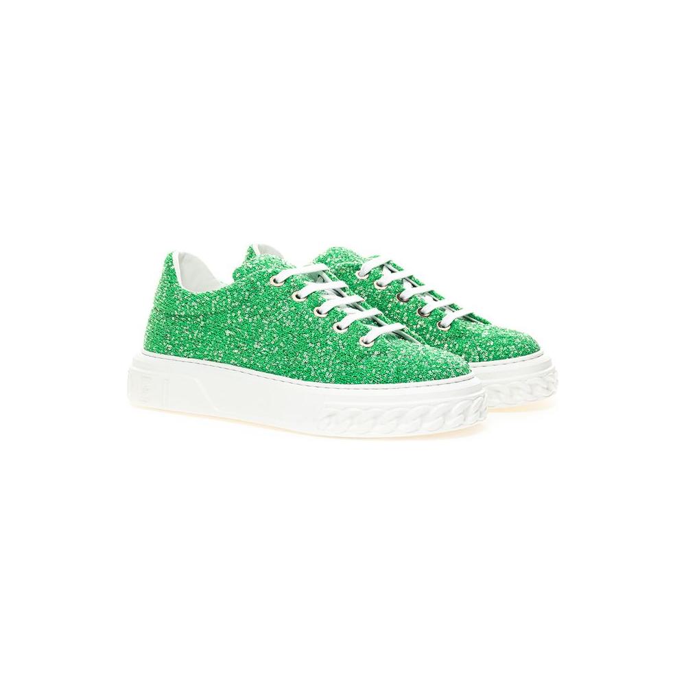 Emerald Elegance Leather Sneakers