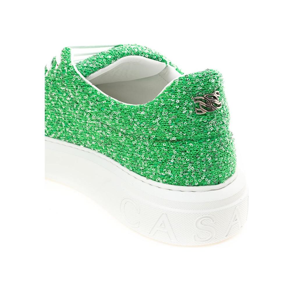 Emerald Elegance Leather Sneakers