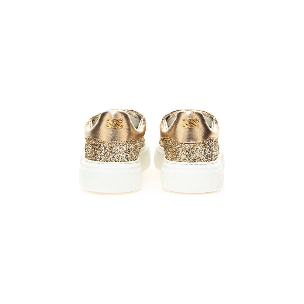 Casadei Gold Leather Sneakers