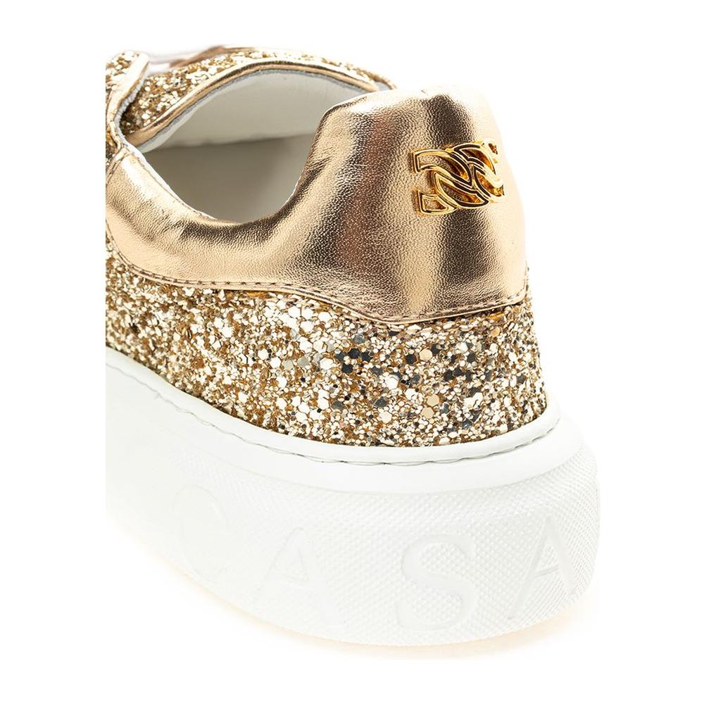 Casadei Gold Leather Sneakers Casadei