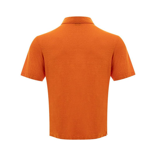 Elegant Orange Linen Polo Shirt