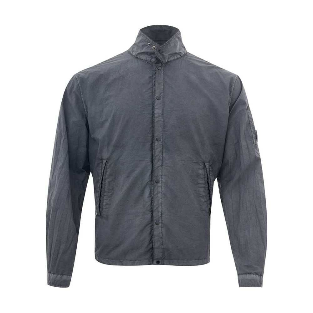 Sleek Black Polyamide Men's Jacket