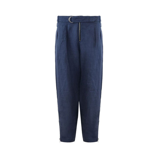 Elegant Linen Blue Trousers for Men