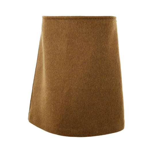 Elegant Wool Midi Skirt in Brown