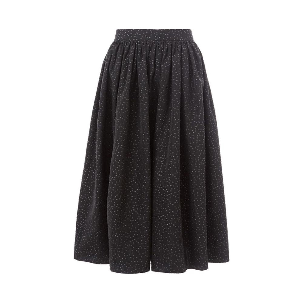 Elegant Black Polyethylene Midi Skirt