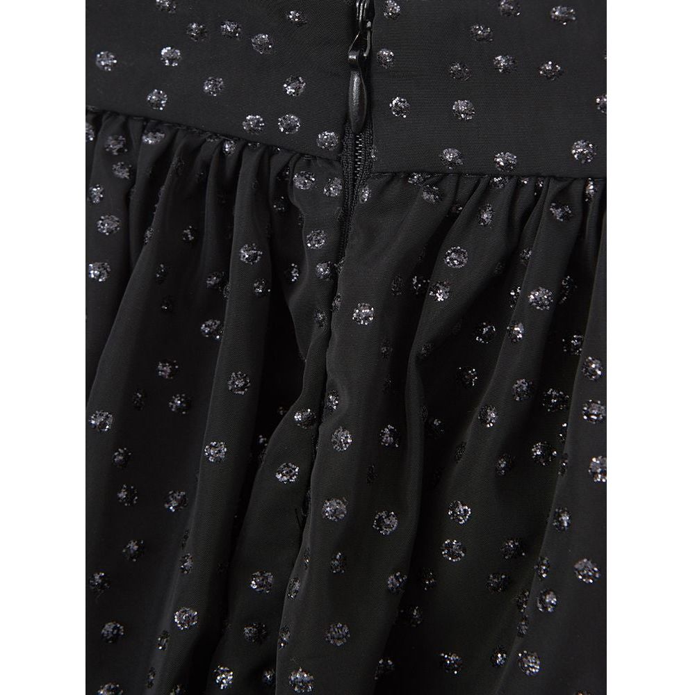 Elegant Black Polyethylene Midi Skirt