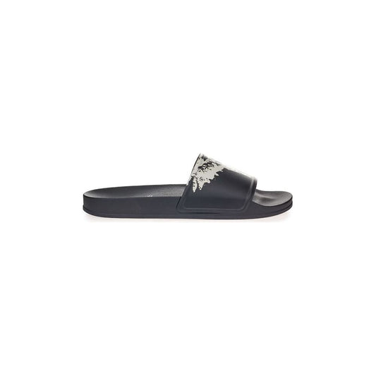 Sleek Black Cotton Sandals for Men