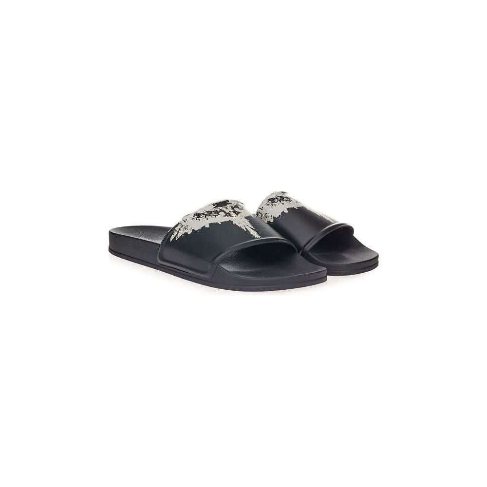 Sleek Black Cotton Sandals for Men