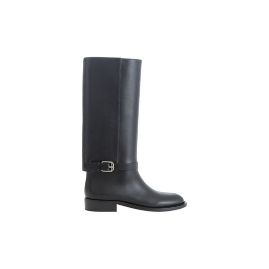 Burberry Elegant Leather Boots in Timeless Black Burberry