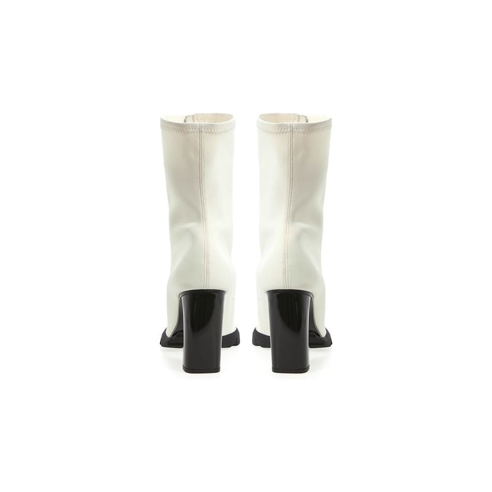 Elegant Neoprene Ankle Boots in White