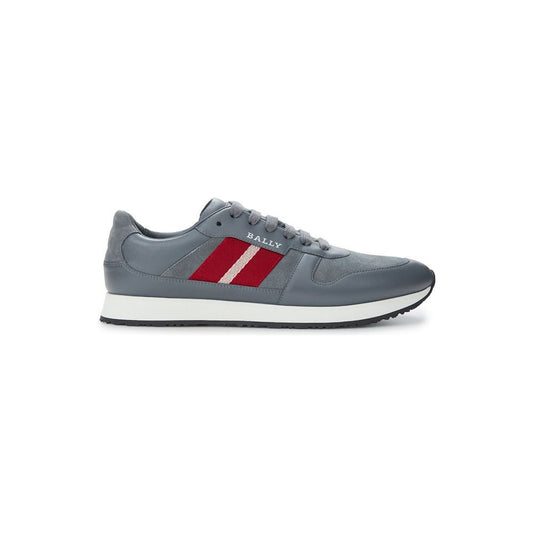 Sleek Gray Leather Sneakers for Men