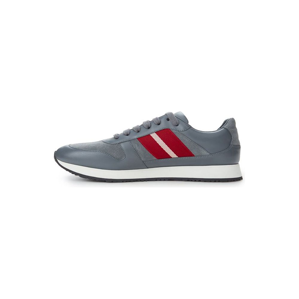 Sleek Gray Leather Sneakers for Men