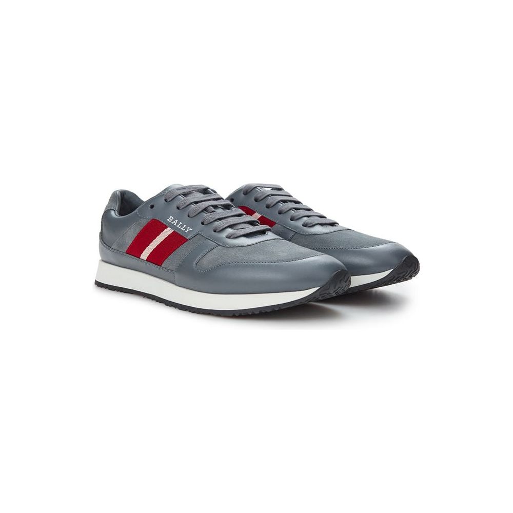 Sleek Gray Leather Sneakers for Men