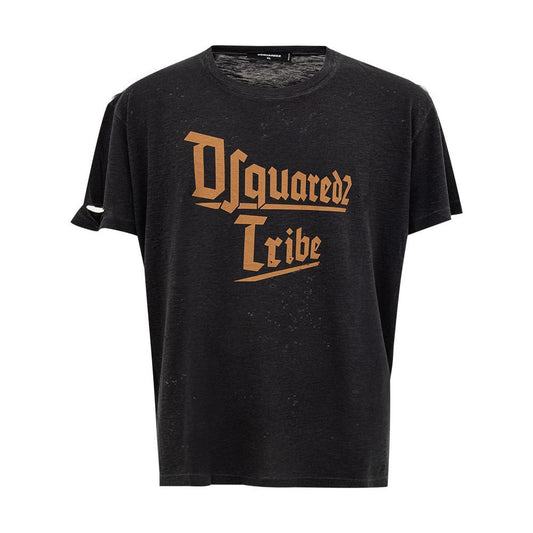 Dsquared² Sleek Black Cotton Tee for the Modern Man Dsquared²