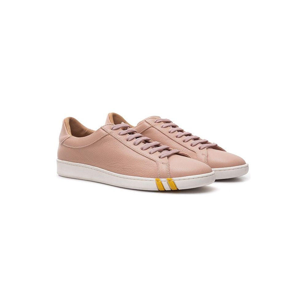 Elegant Pink Cotton Leather Sneakers