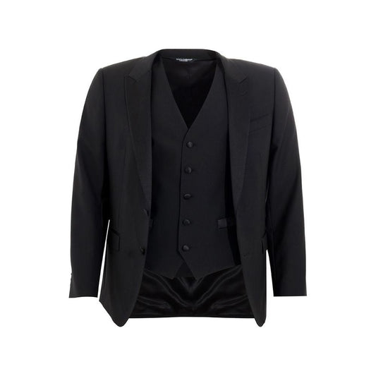 Elegant Black Wool Men's Suit