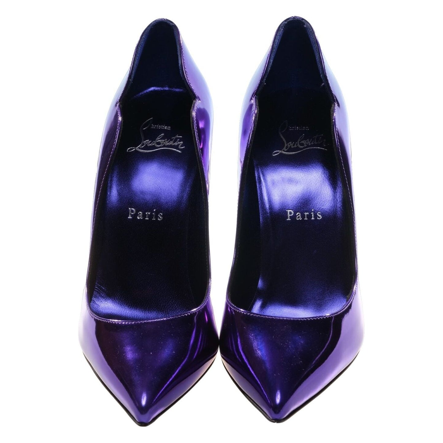 Hot Chick 100 Purple Mirrored Patent Leather High Heel Pumps