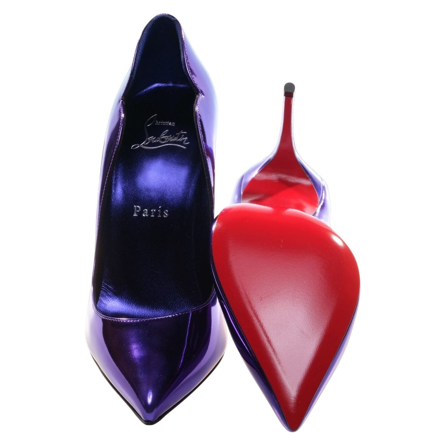 Hot Chick 100 Purple Mirrored Patent Leather High Heel Pumps