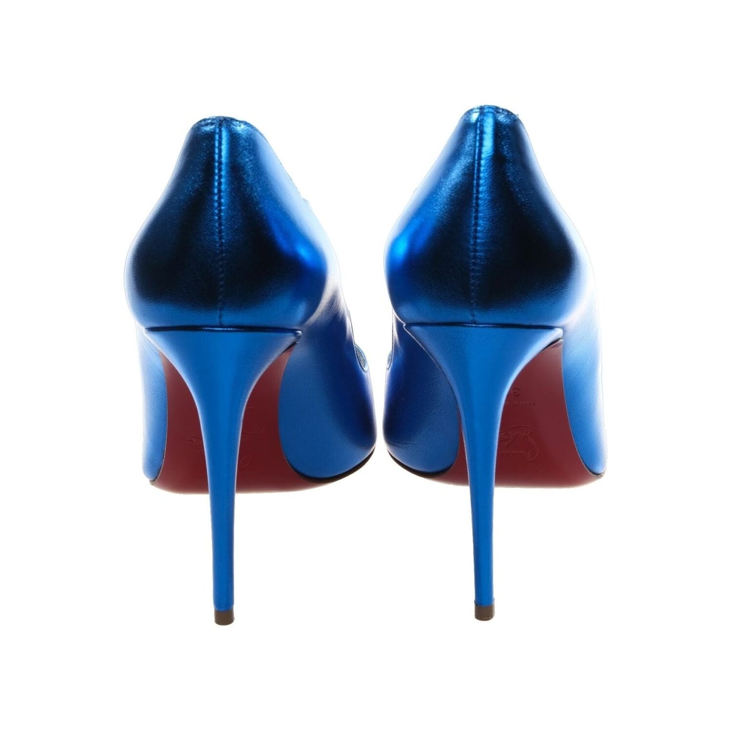 Hot Chick 100 Blue Mirrored Patent Leather High Heel Pumps