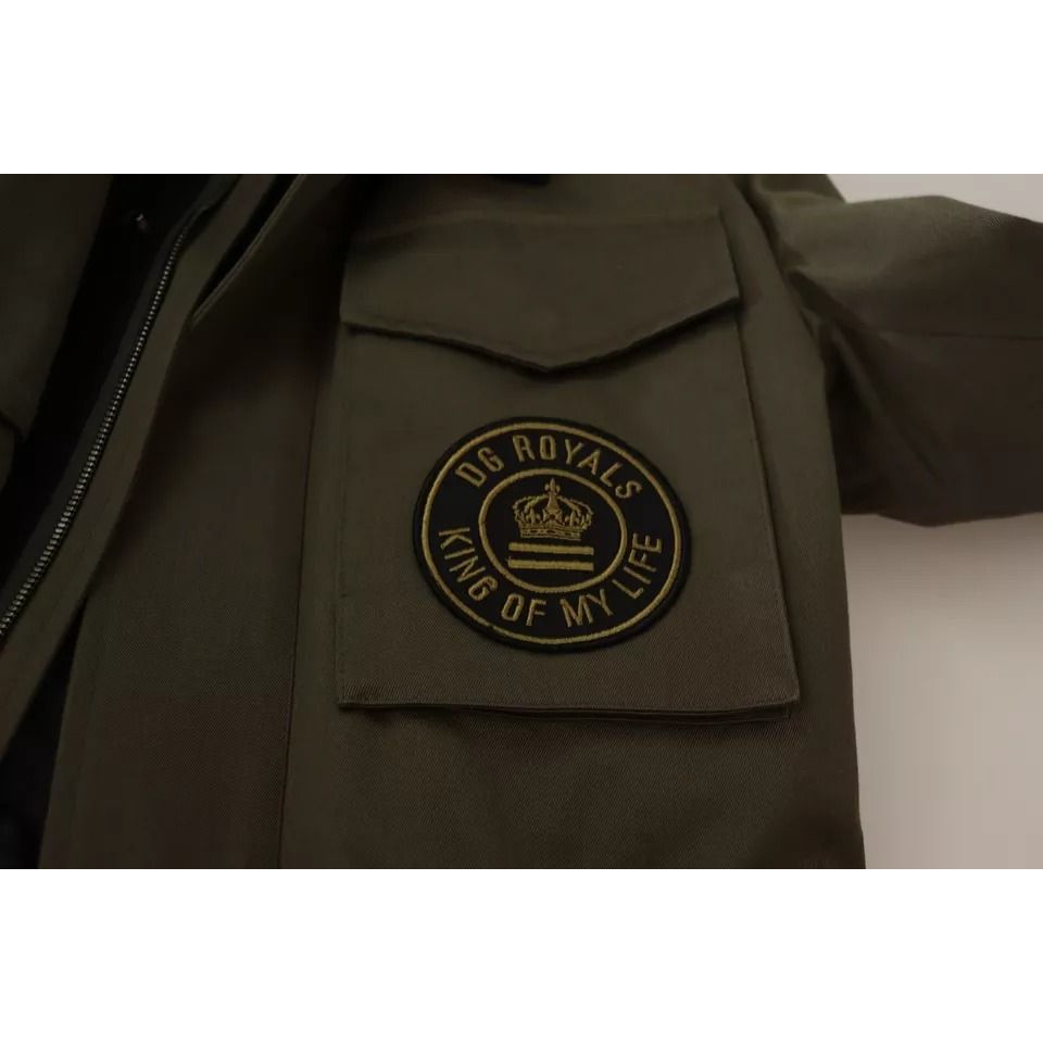 جاكيت معطف من القطن باللون الأخضر من مجموعة DG Love Blouson من Dolce &amp; Gabbana