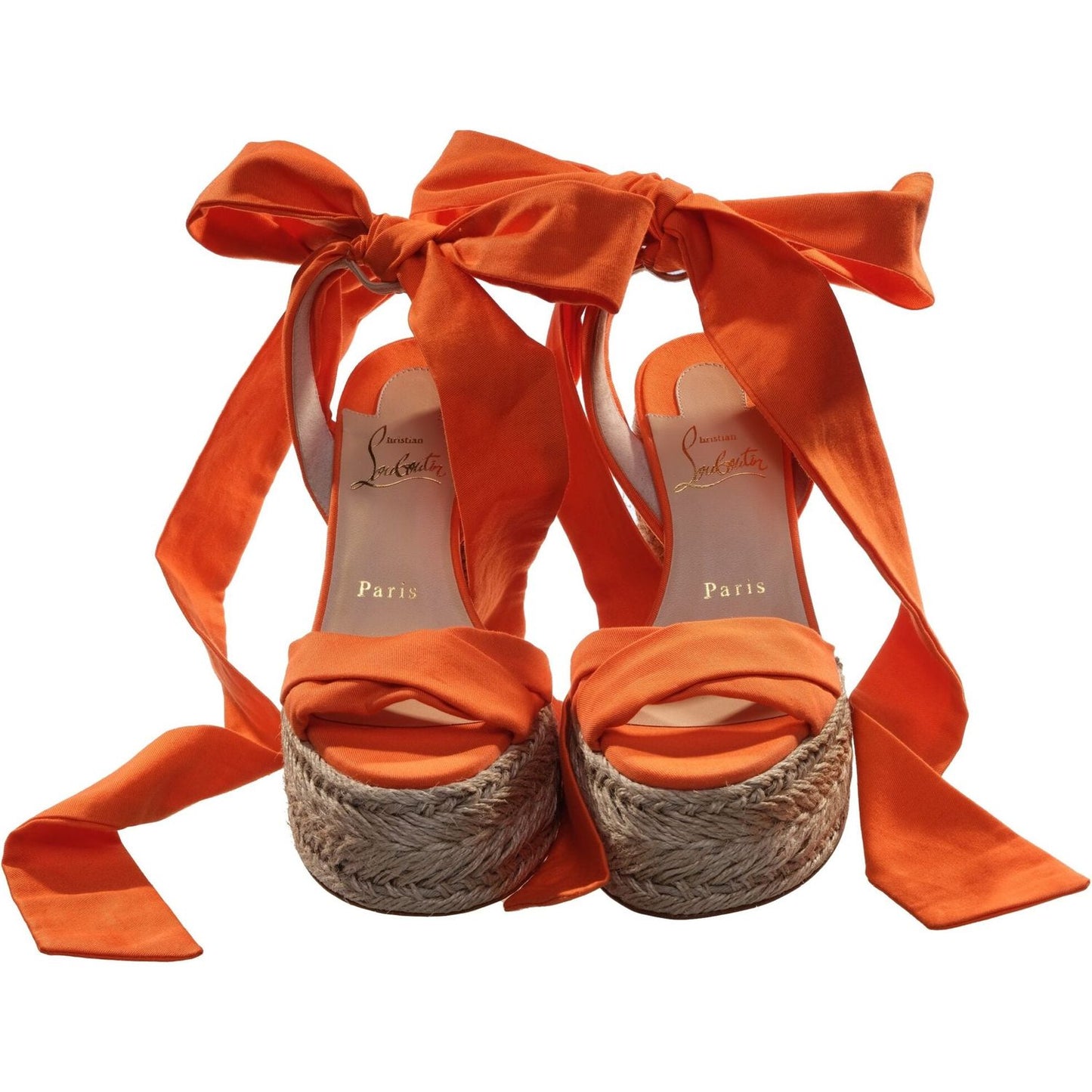 Mariza du Desert Orange and Natural Ankle Wrap Around High Heel Wedges