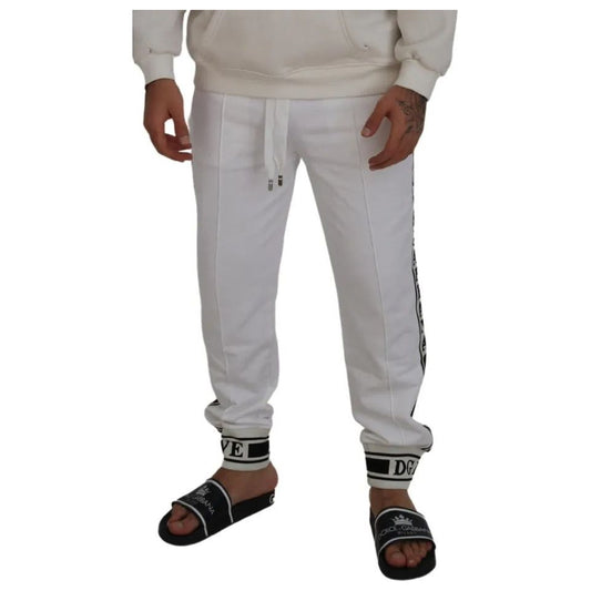 Dolce & Gabbana White Logo Jogger Jogging Cotton Pants Dolce & Gabbana