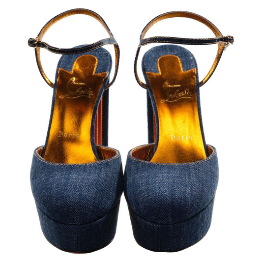 Coluna Denim Navy Blue Platform Heel Pumps