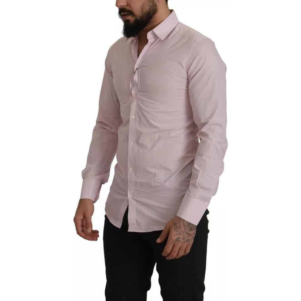 Light Pink Cotton Dress Formal Men GOLD Shirt