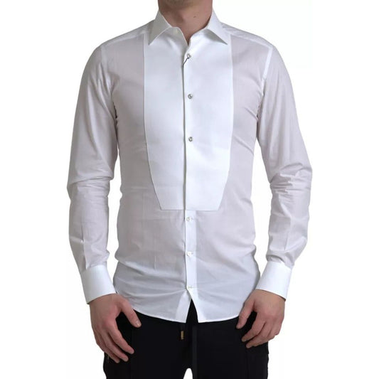 White Bib Cotton Poplin Men Formal GOLD Shirt