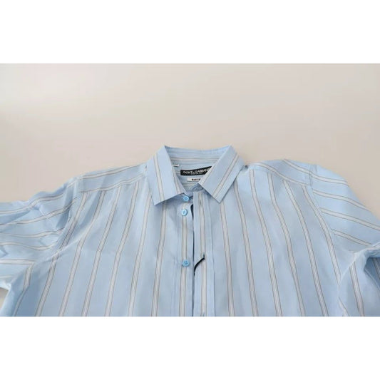 Blue Striped Silk Formal Dress MARTINI Shirt