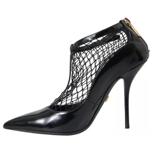 Dolce & Gabbana Black Mesh Patent Leather Heels Pumps Shoes Dolce & Gabbana