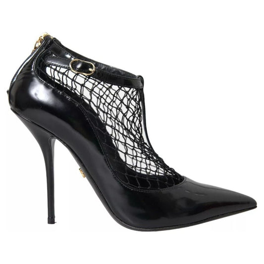 Dolce & Gabbana Black Mesh Patent Leather Heels Pumps Shoes Dolce & Gabbana