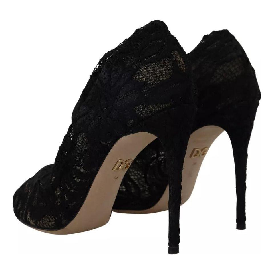 جوارب مطاطية سوداء من دولتشي آند غابانا مع حذاء برباط من تاورمينا