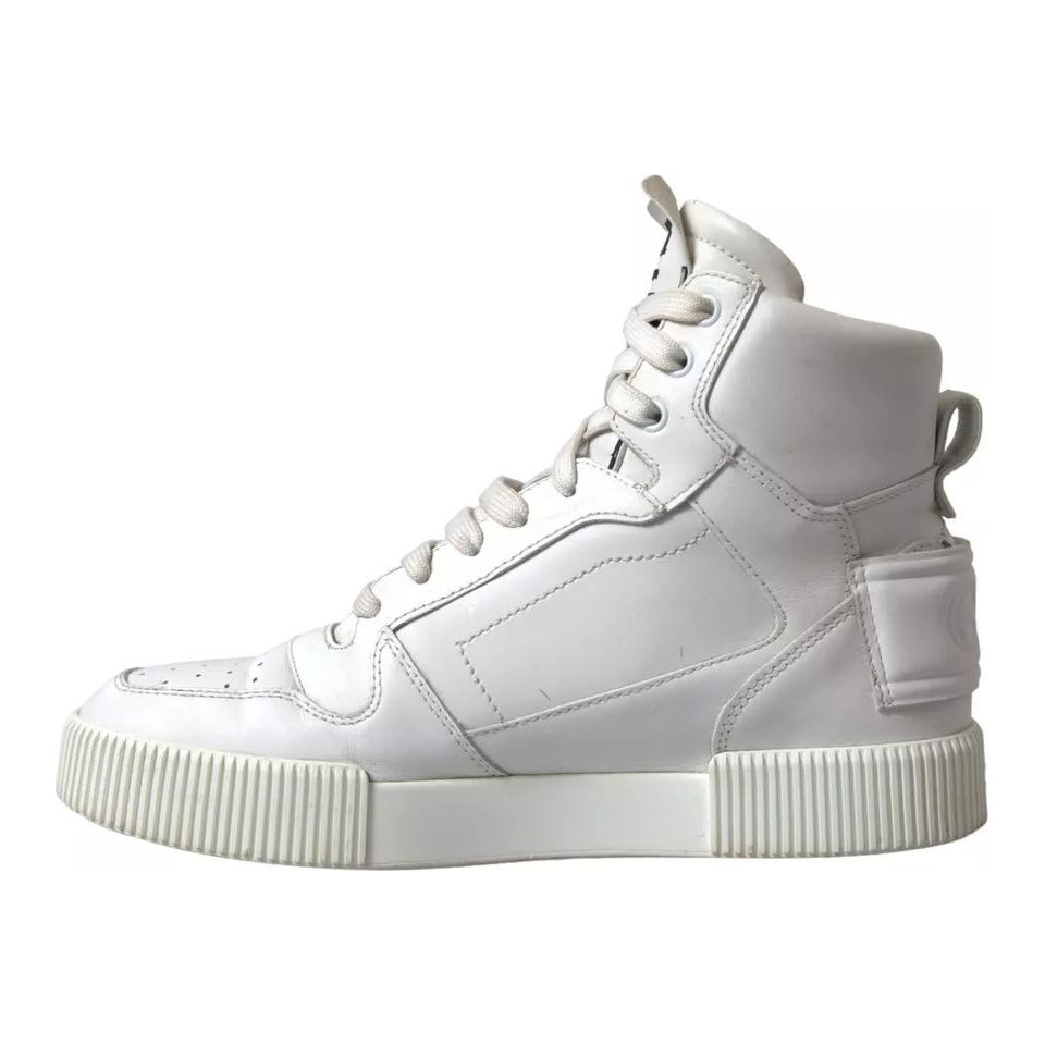 White Leather High Top Men Logo Sneakers Shoes