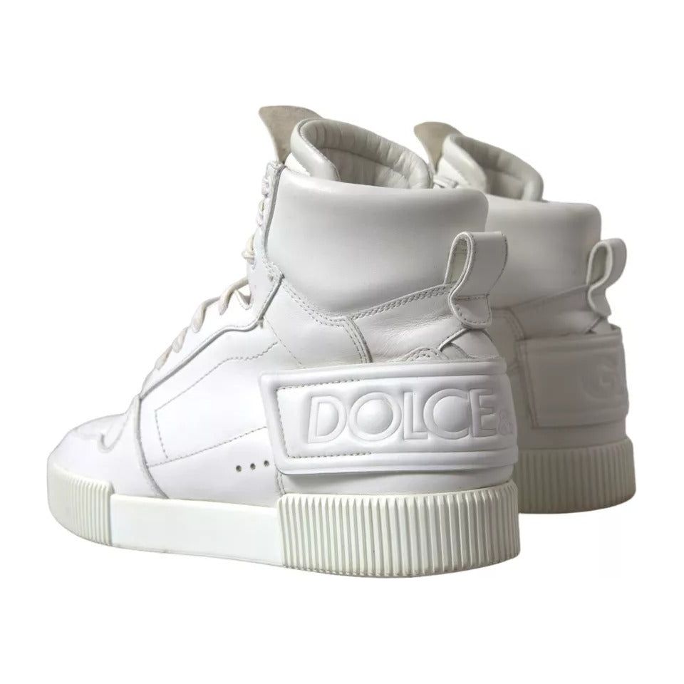 White Leather High Top Men Logo Sneakers Shoes