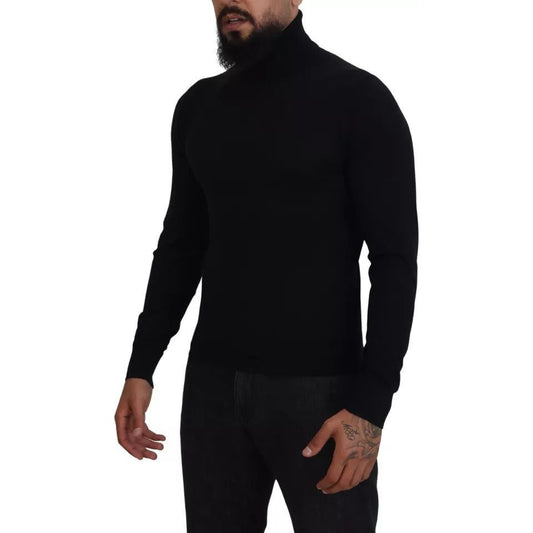 Black Cashmere Turtleneck Pullover Sweater