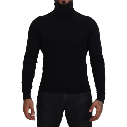 Black Cashmere Turtleneck Pullover Sweater