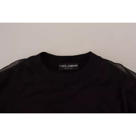 Black Polyester Logo Men Pullover Sweater