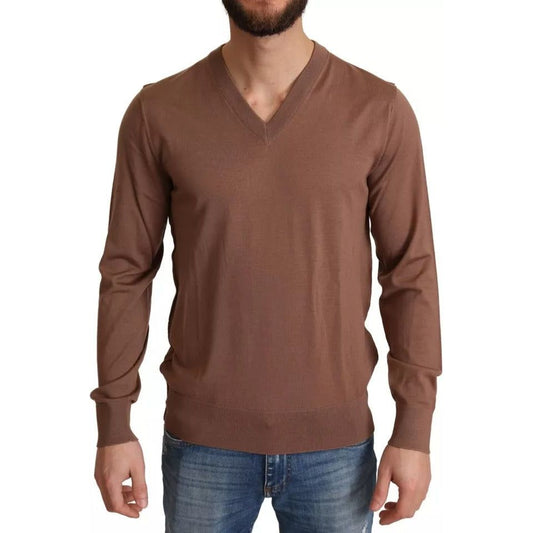 Brown Silk Cashmere Pullover Sweater