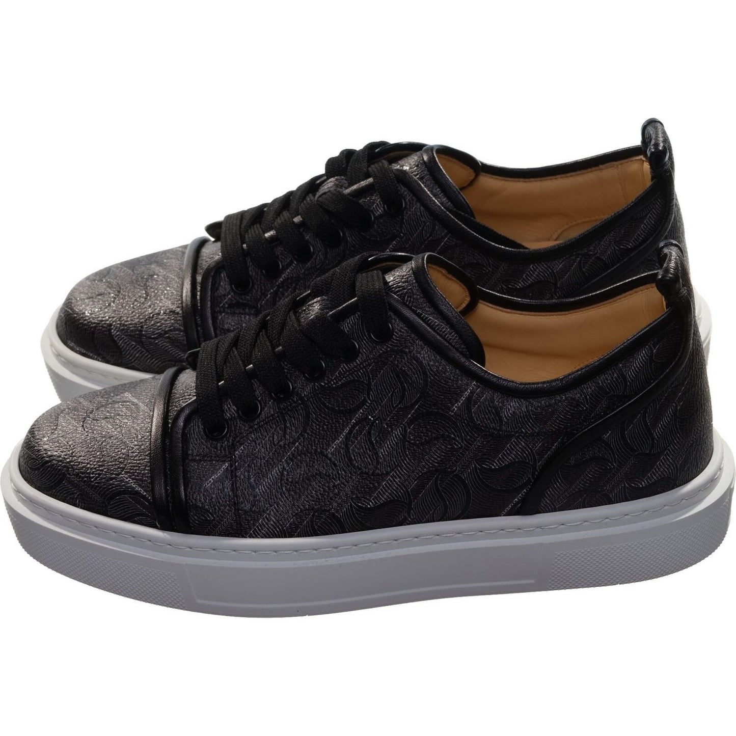 Adolan Donna Flat Black Leather Sneaker