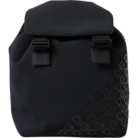 Dolce & Gabbana Black Neoprene Nylon DG Logo School Backpack Bag
