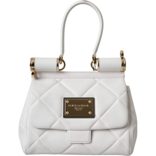 Dolce & Gabbana White Calf Leather 90's SICILY Shoulder Satchel Bag Dolce & Gabbana